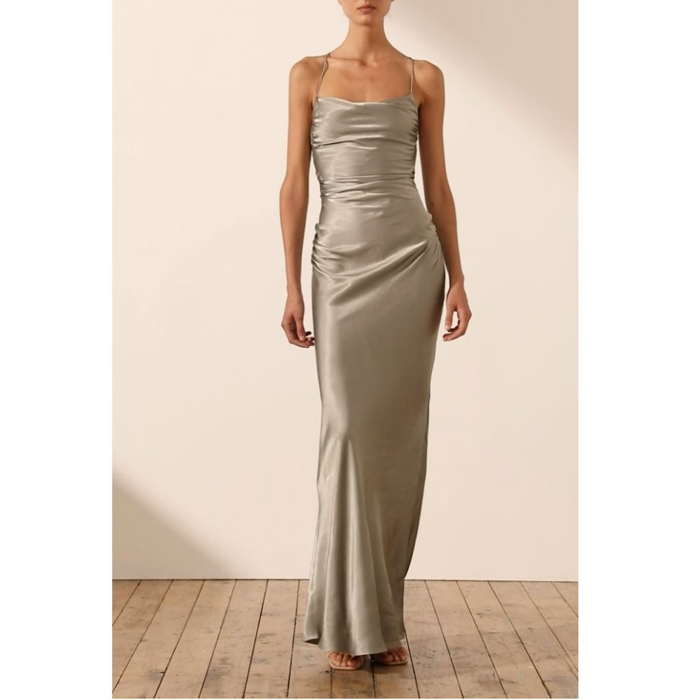 NWT Shona Joy La Lune Lace back Maxi Dress Sage